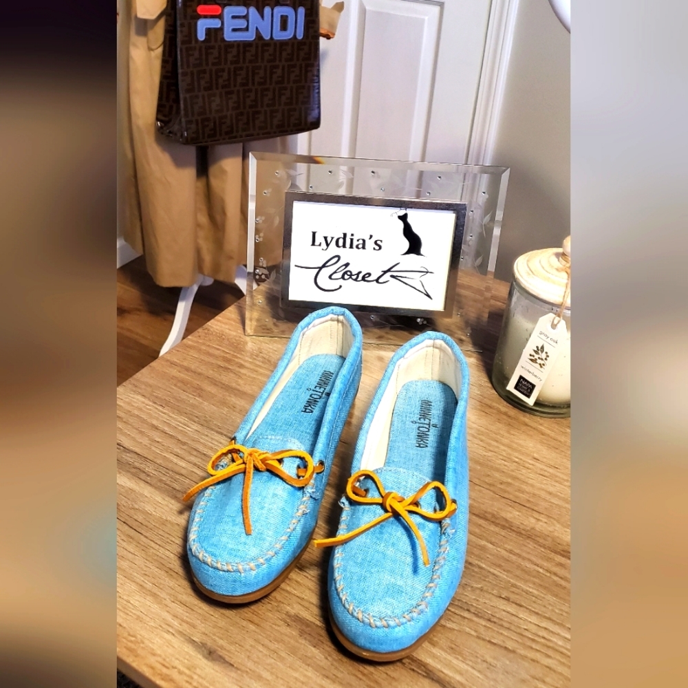 Denim Minnetonka Moccasins